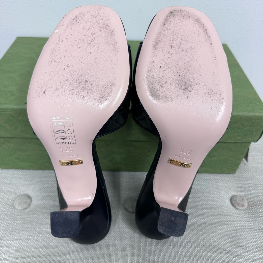 GUCCI • GG QUILTED SLIDE SANDAL, SLIDE, HEEL - NERO - Picture 2 of 6